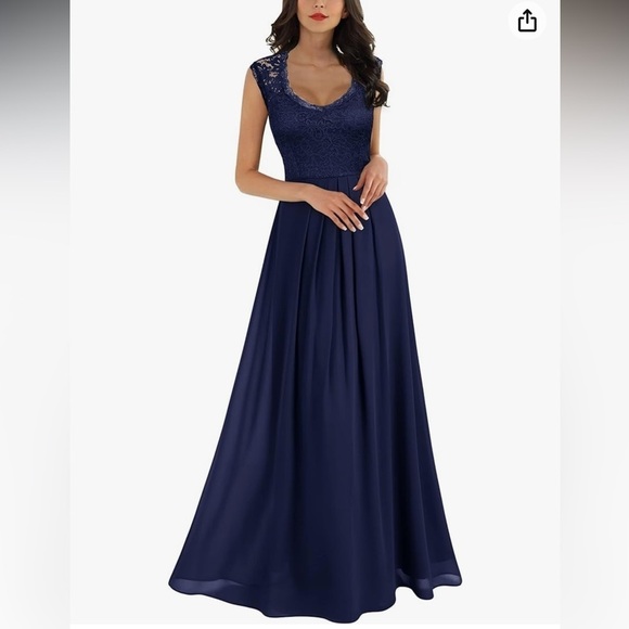 NWT Miusol Women's Casual Deep- V Neck Sleeveless Lace Maxi Dress sz L - Picture 2 of 13